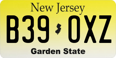 NJ license plate B39OXZ
