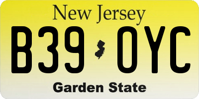 NJ license plate B39OYC