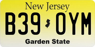NJ license plate B39OYM