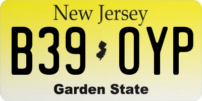 NJ license plate B39OYP