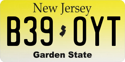 NJ license plate B39OYT