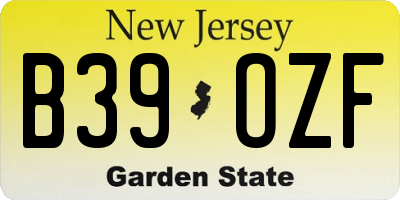 NJ license plate B39OZF