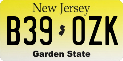 NJ license plate B39OZK
