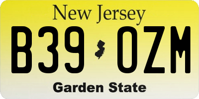 NJ license plate B39OZM