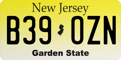 NJ license plate B39OZN