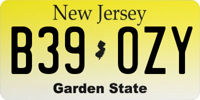 NJ license plate B39OZY