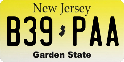 NJ license plate B39PAA