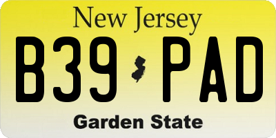 NJ license plate B39PAD