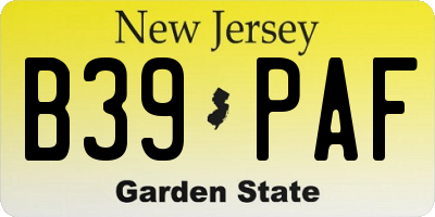 NJ license plate B39PAF