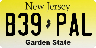 NJ license plate B39PAL