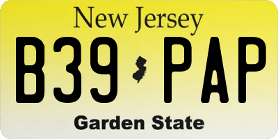 NJ license plate B39PAP