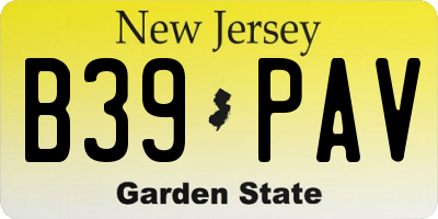 NJ license plate B39PAV