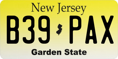 NJ license plate B39PAX