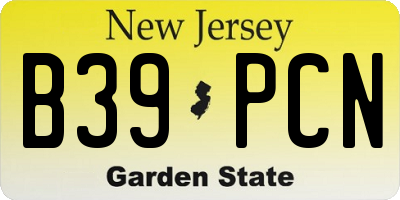 NJ license plate B39PCN