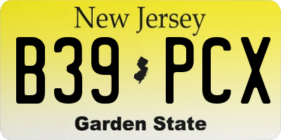 NJ license plate B39PCX