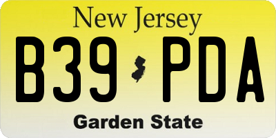 NJ license plate B39PDA