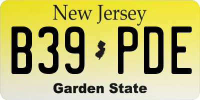 NJ license plate B39PDE