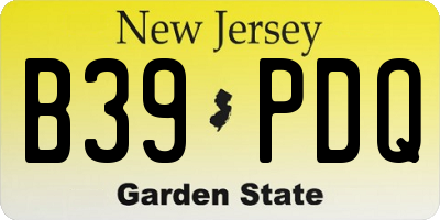 NJ license plate B39PDQ