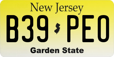 NJ license plate B39PEO