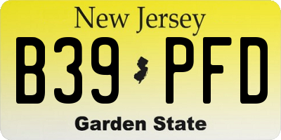 NJ license plate B39PFD