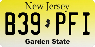 NJ license plate B39PFI