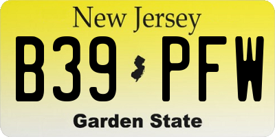 NJ license plate B39PFW
