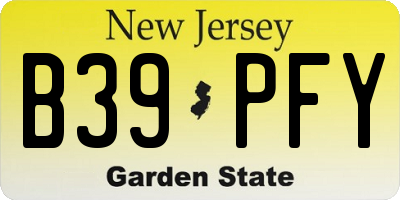NJ license plate B39PFY