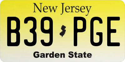 NJ license plate B39PGE