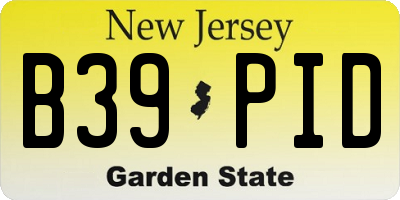 NJ license plate B39PID