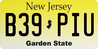 NJ license plate B39PIU