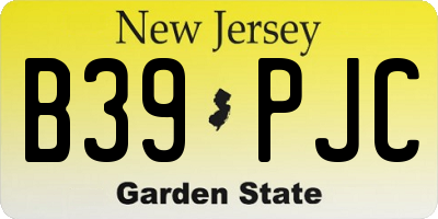 NJ license plate B39PJC