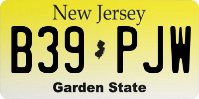 NJ license plate B39PJW