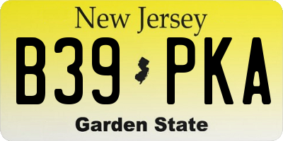 NJ license plate B39PKA
