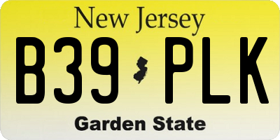 NJ license plate B39PLK