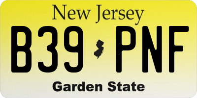 NJ license plate B39PNF