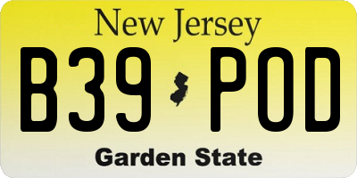 NJ license plate B39POD
