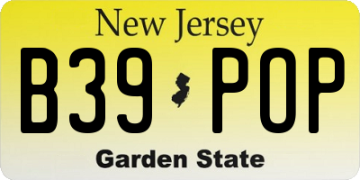 NJ license plate B39POP