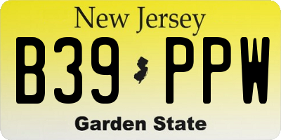 NJ license plate B39PPW