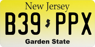 NJ license plate B39PPX