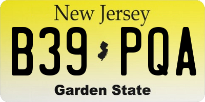 NJ license plate B39PQA
