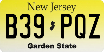NJ license plate B39PQZ