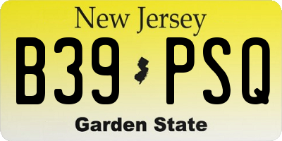NJ license plate B39PSQ