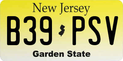 NJ license plate B39PSV