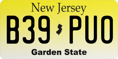 NJ license plate B39PUO