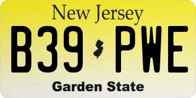 NJ license plate B39PWE