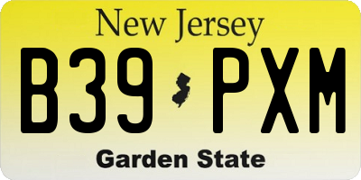 NJ license plate B39PXM
