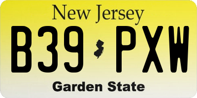 NJ license plate B39PXW