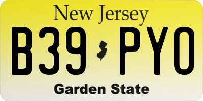 NJ license plate B39PYO