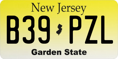 NJ license plate B39PZL