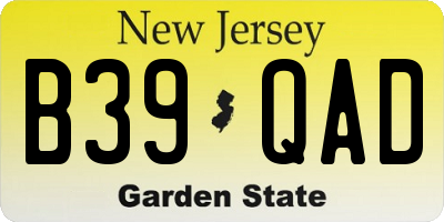 NJ license plate B39QAD